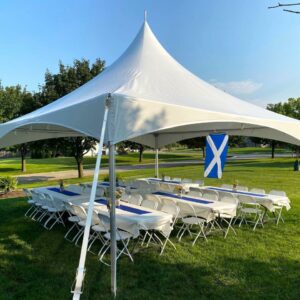 20x20 high peak tent with flag