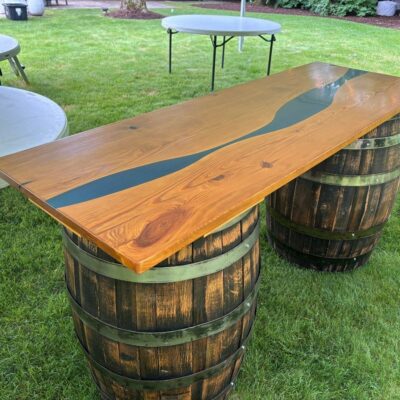Epoxy River Whiskey Barrel Bar