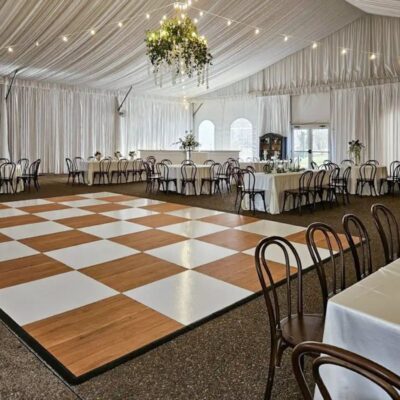 "Modern" White & Wood Checkerboard Dance Floor